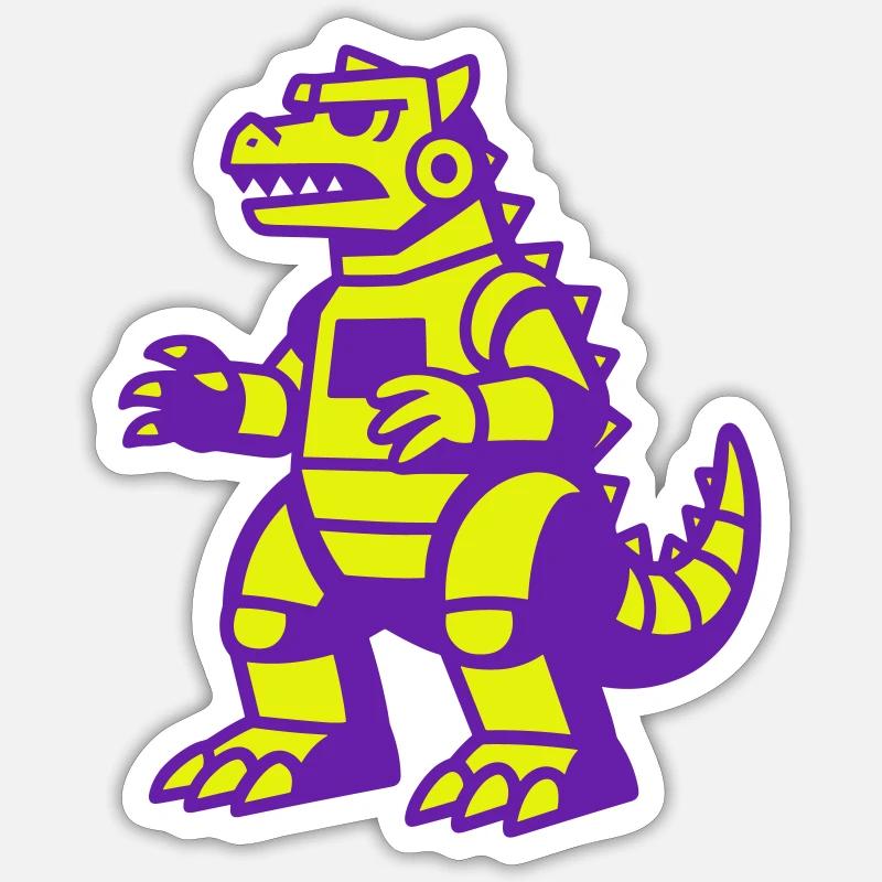 Méca Saurus - Sticker taille S (10 x 10 cm) - blanc mat
