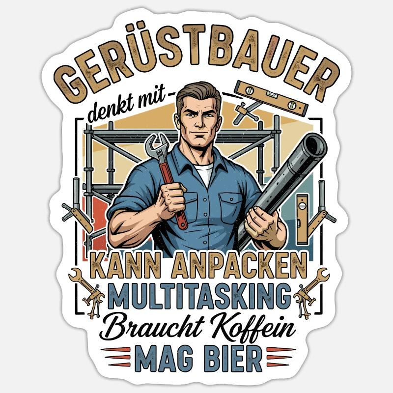 Der Gerüstbauer - Sticker Größe S (10 x 10 cm) - Mattweiß