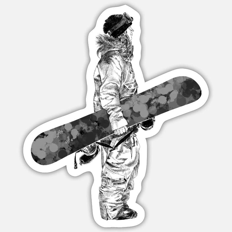 Freerider Snowboarder - Sticker taille S (10 x 10 cm) - blanc mat
