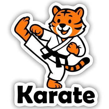 Karate Tiger - Sticker size S (10 x 10 cm) - white matte - Front