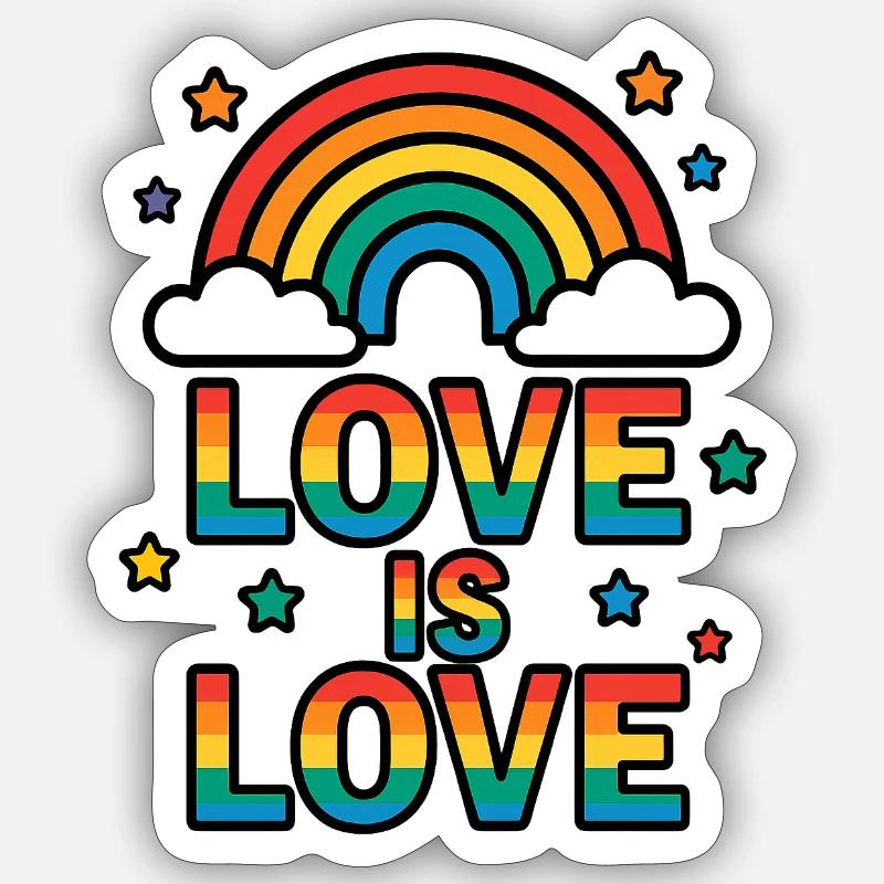 Bunter Regenbogen mit Liebesbotschaft - Sticker Größe S (10 x 10 cm) - Mattweiß