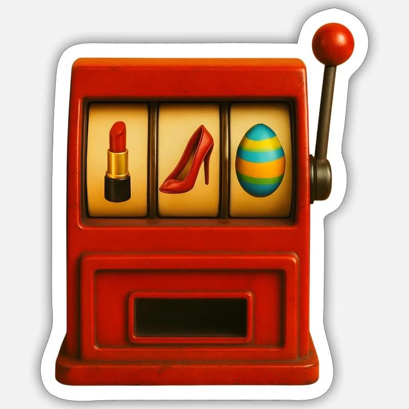Einarmiger Bandit mit Accessoires  - Sticker Größe S (10 x 10 cm) - Mattweiß