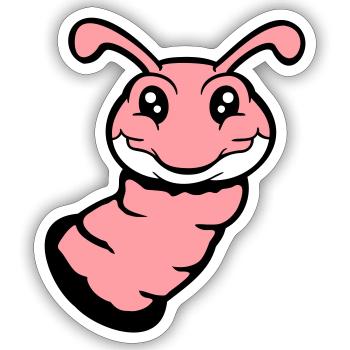 Raupe guckt aus Loch lächelt süß Wurm Comic Spaß - Sticker Größe S (10 x 10 cm) - Mattweiß - Vorne