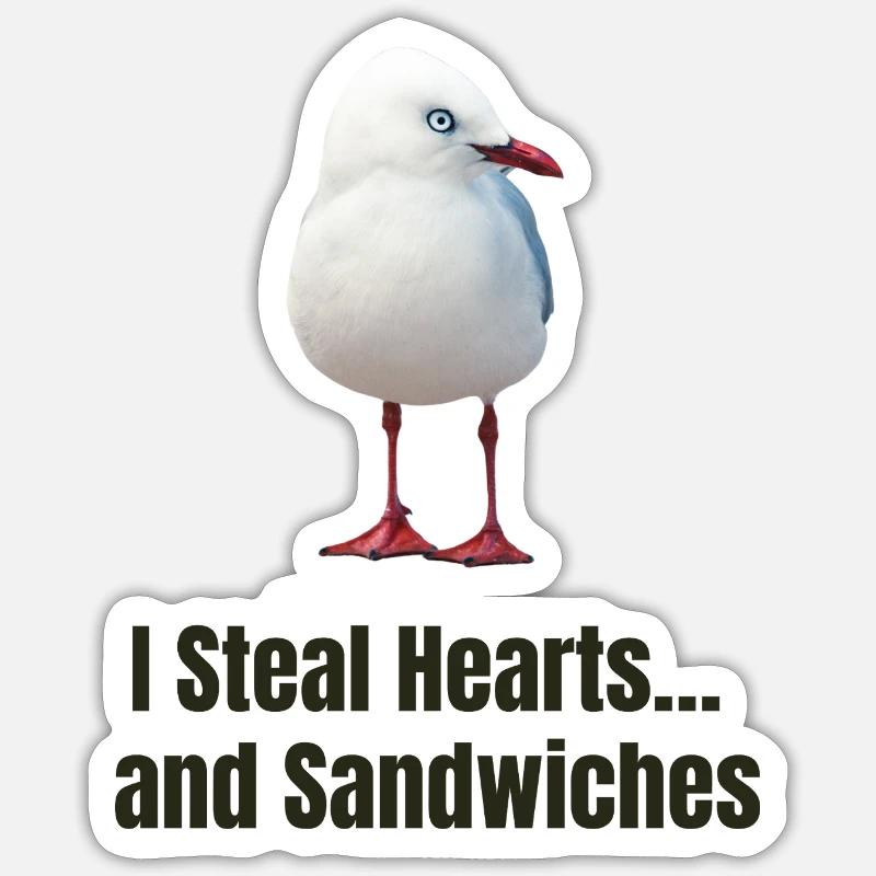 Skurrile Möwe mit herzerwärmender Botschaft - Sticker Größe S (10 x 10 cm) - Mattweiß