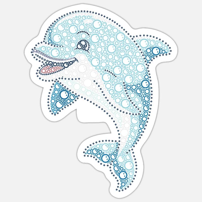 VSP Bubble Dolphin - Sticker taille S (10 x 10 cm) - blanc mat