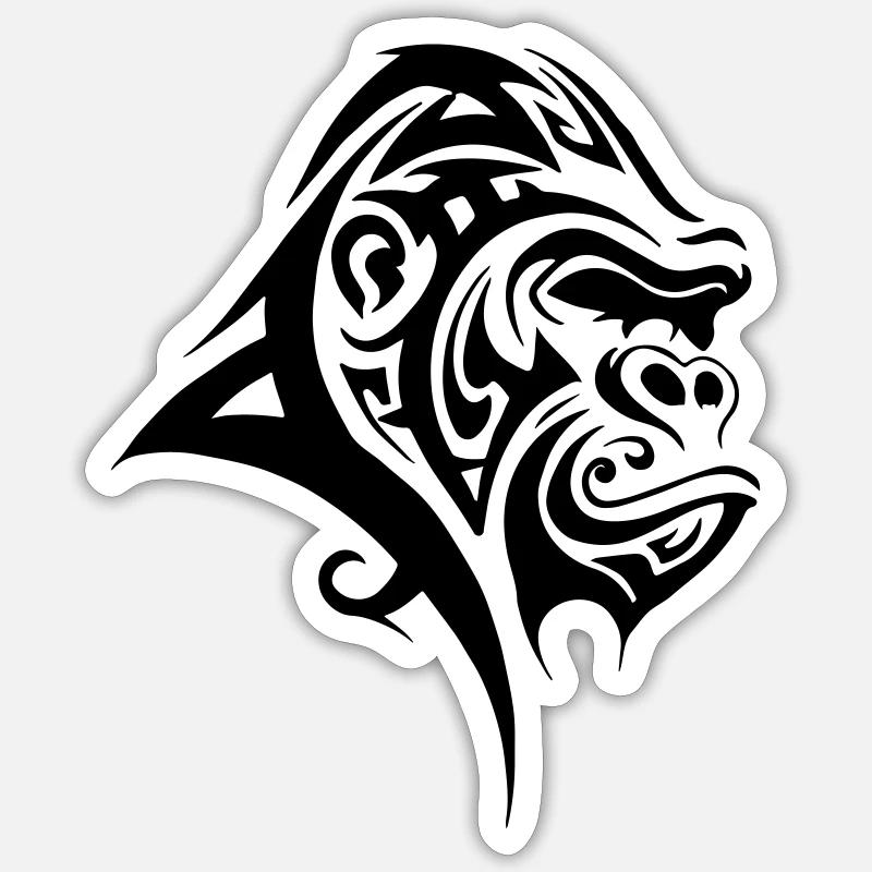 Gorilla Silverback Tribal - Sticker size S (10 x 10 cm) - white matte