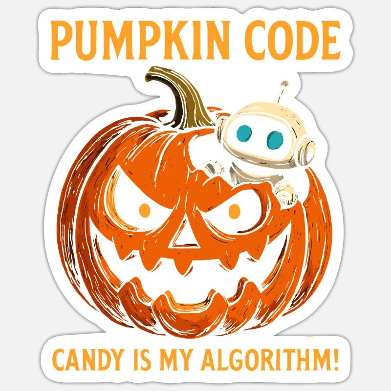 Pumpkin Code: Candy is My Algorithm ! - Sticker Größe S (10 x 10 cm) - Mattweiß