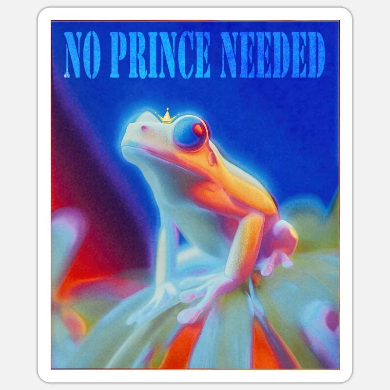 Frosch mit Krone und Spruch - Sticker Größe S (10 x 10 cm) - Mattweiß