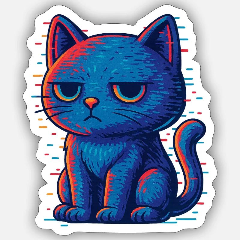 Grummel Katze - Sticker taille S (10 x 10 cm) - blanc mat