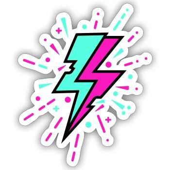 Retro Lightning Bolt Colorful Style - Sticker size S (10 x 10 cm) - white matte - Front