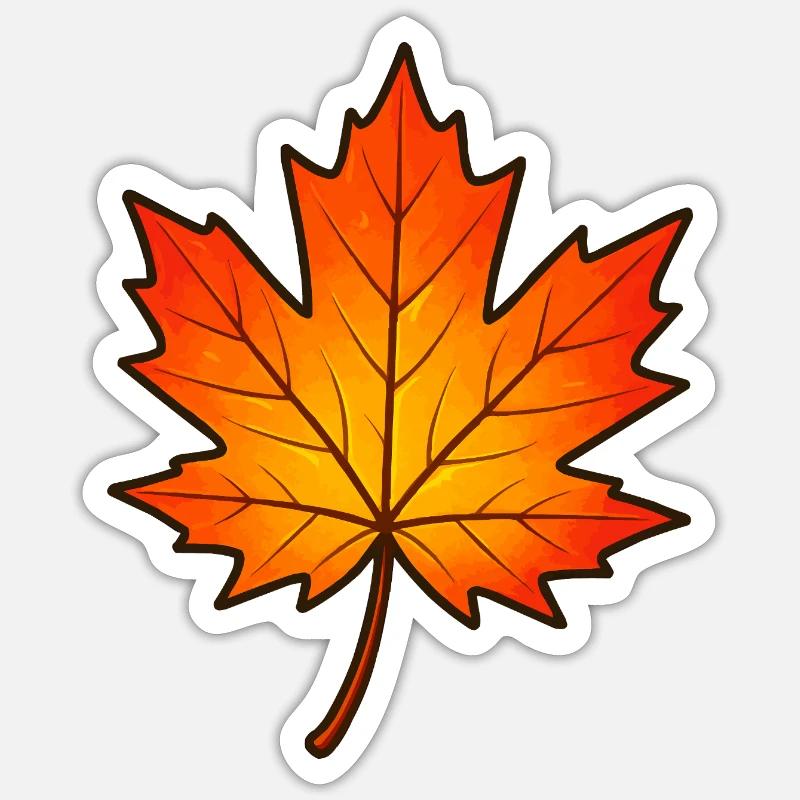 Imprimé feuille d’érable automnale - Sticker taille S (10 x 10 cm) - blanc mat
