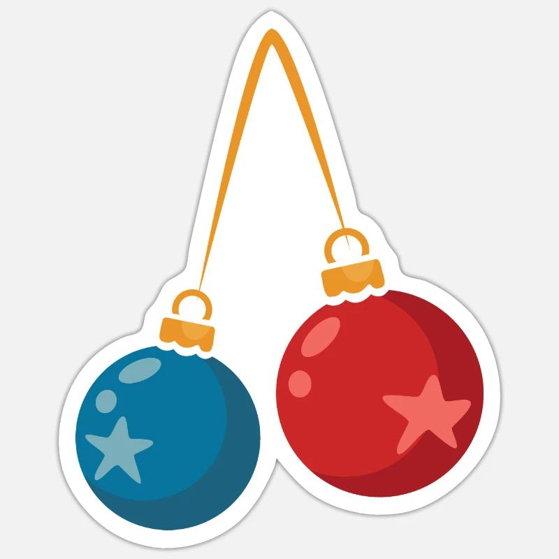 Bunte Weihnachtskugeln Deko Design - Sticker Größe S (10 x 10 cm) - Mattweiß
