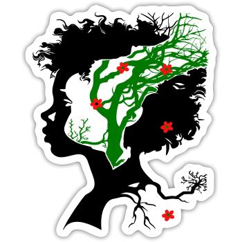 Abstrakter Baum mit Blüten - Sticker Größe S (10 x 10 cm) - Mattweiß - Vorne