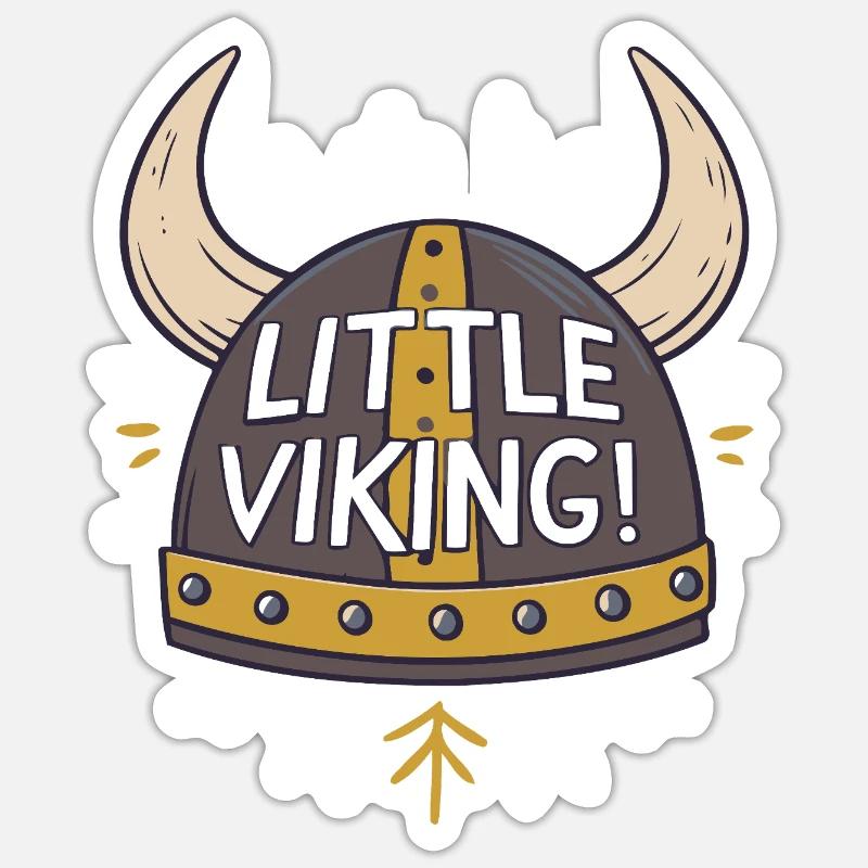 Kleiner Wikinger Held Helm - Sticker Größe S (10 x 10 cm) - Mattweiß