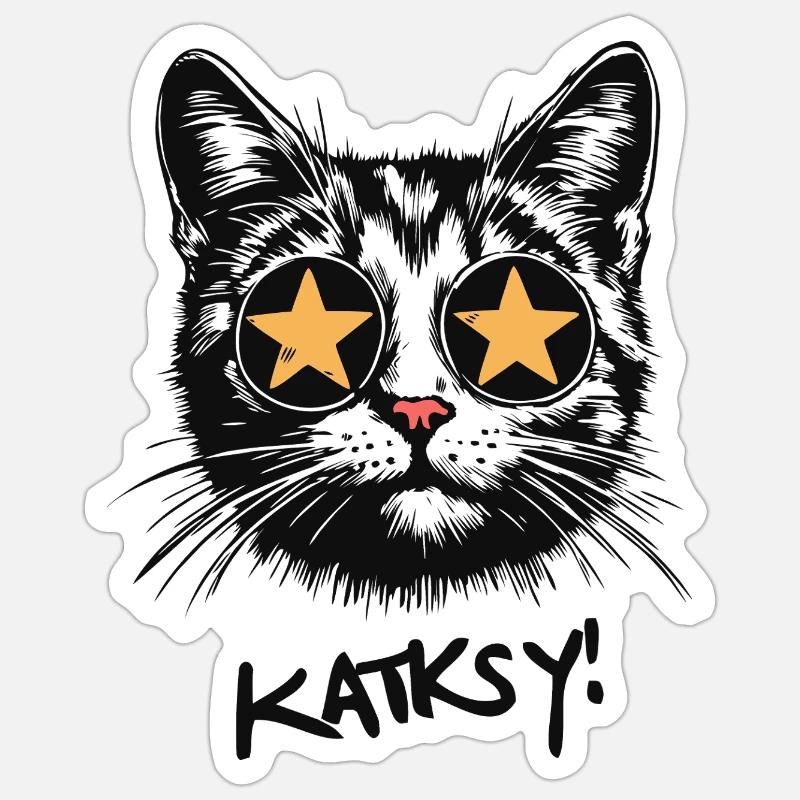 Katksy - Sticker taille S (10 x 10 cm) - blanc mat