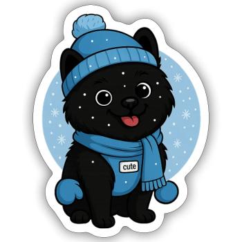 Cuddly Dog Winter Magic - Sticker size S (10 x 10 cm) - white matte - Front