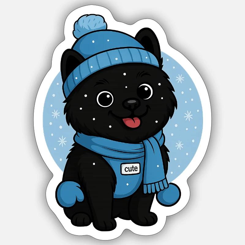 Chien câlin Magie de l’hiver Sticker taille S (10 x 10 cm)