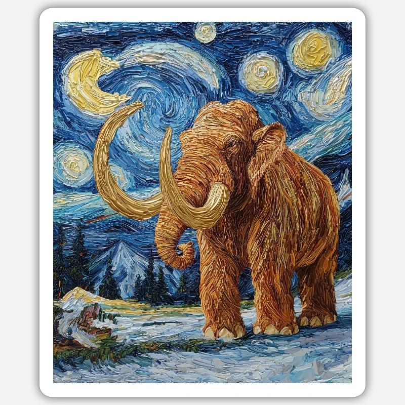 Mammoth Van Gogh Starry Night - Sticker size S (10 x 10 cm) - white matte
