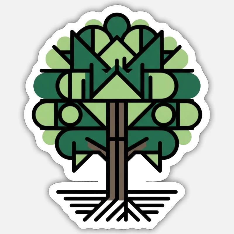 Geometric Tree Pattern Green Sticker size S (10 x 10 cm)