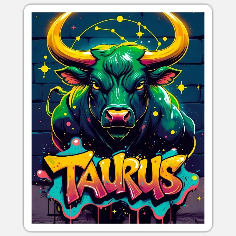 Taureau - Sticker taille S (10 x 10 cm) - blanc mat