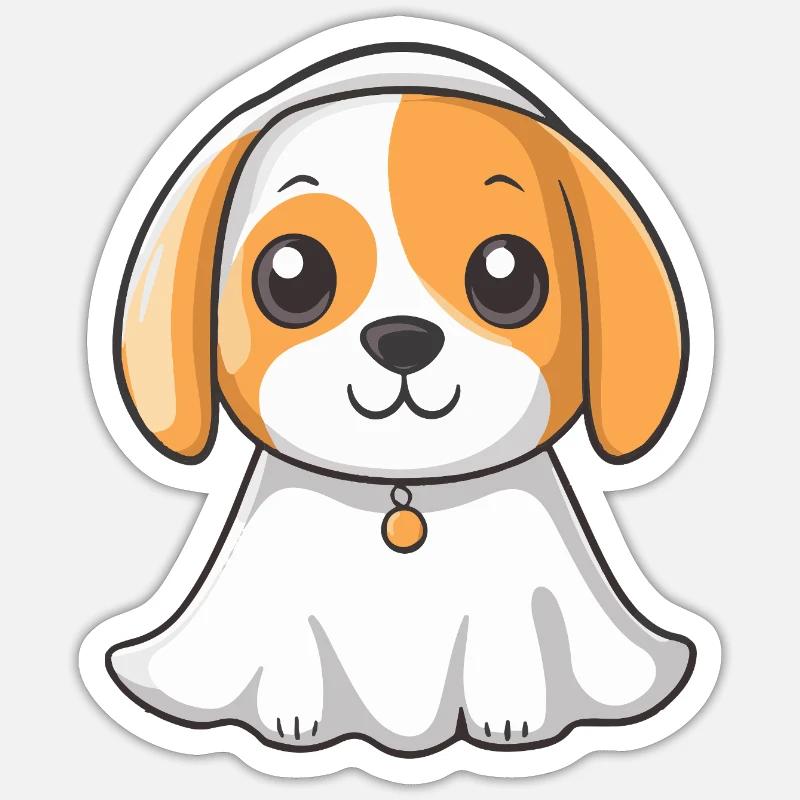 Beagle Dog Halloween Ghost - Sticker size S (10 x 10 cm) - white matte