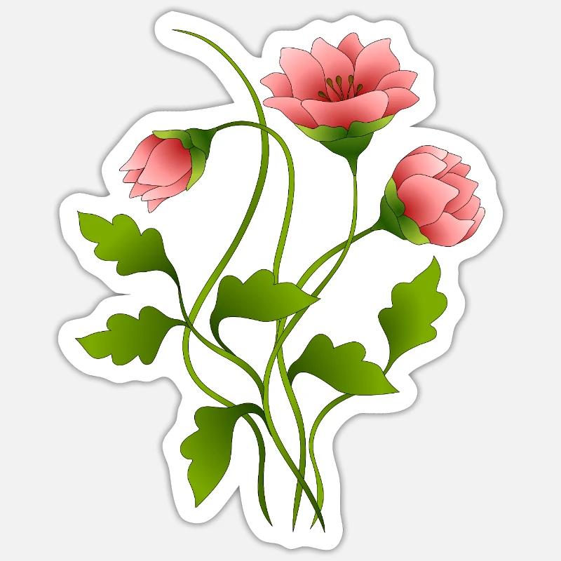 Blumen - Sticker Größe S (10 x 10 cm) - Mattweiß