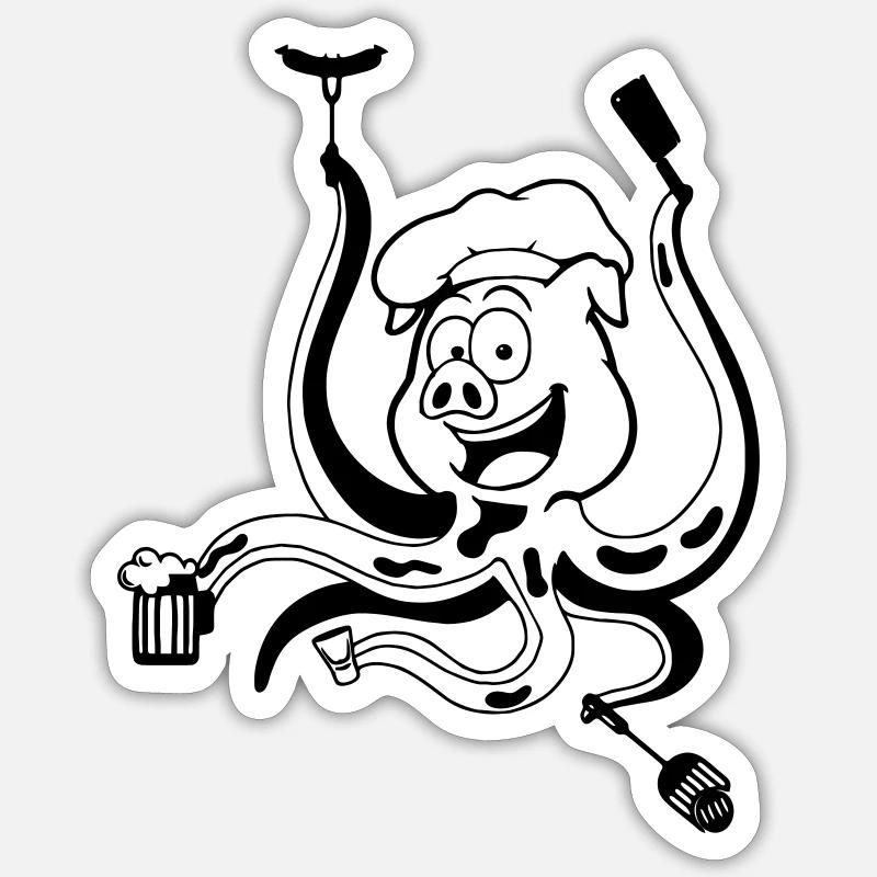 Gréement Grill Bacon - Sticker taille S (10 x 10 cm) - blanc mat