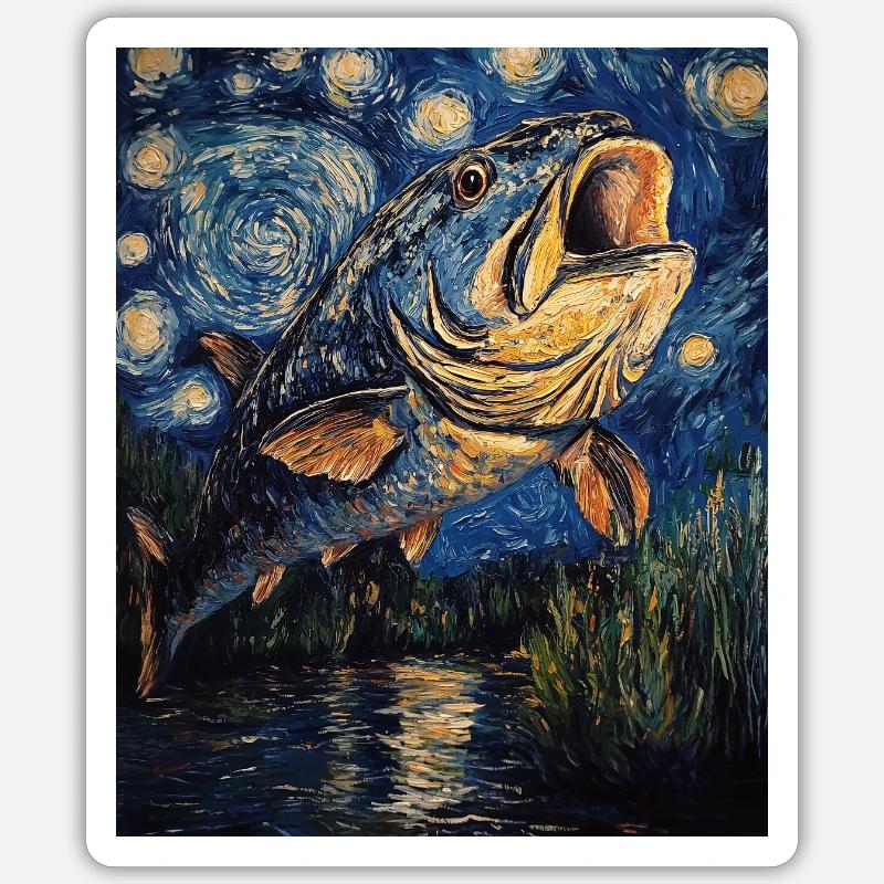 Carp Fish Van Gogh Style - Sticker size S (10 x 10 cm) - white matte