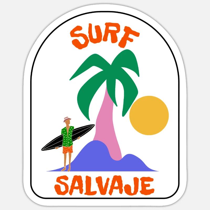 Surf Salvaje Palm Sunset - Sticker size S (10 x 10 cm) - white matte