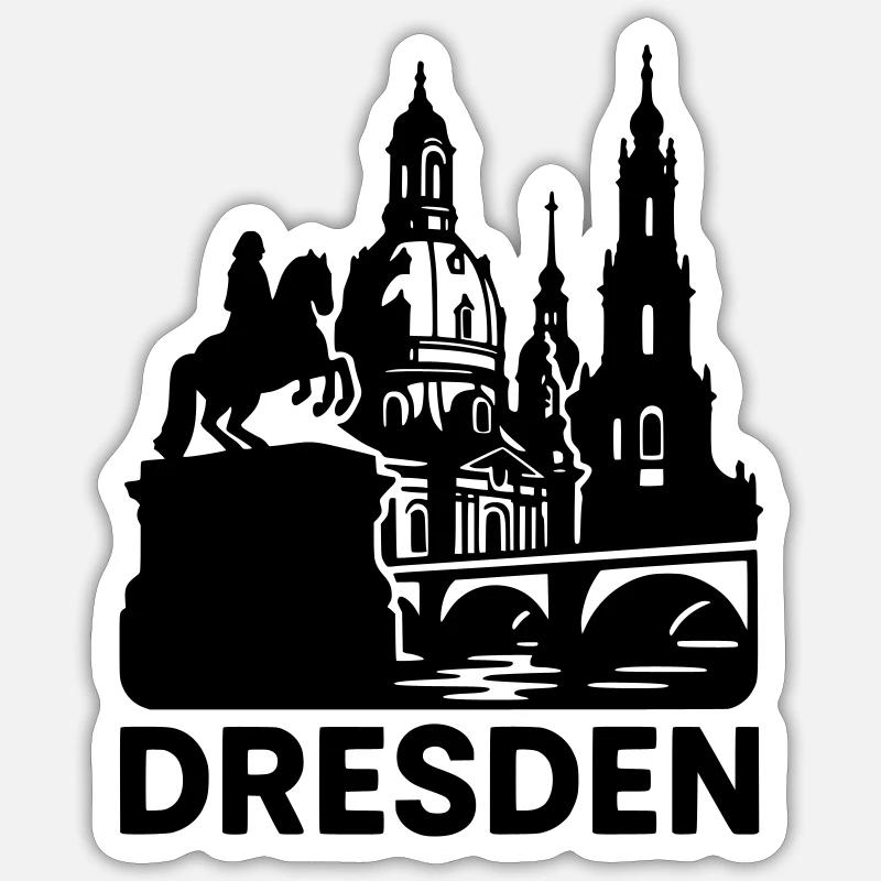 Silhouette de point de repère de Dresde Sticker taille S (10 x 10 cm)