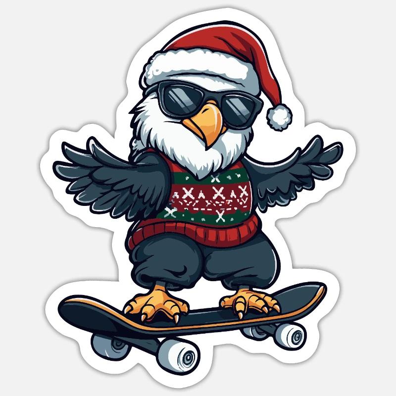 Aigle Noël Drôle - Sticker taille S (10 x 10 cm) - blanc mat