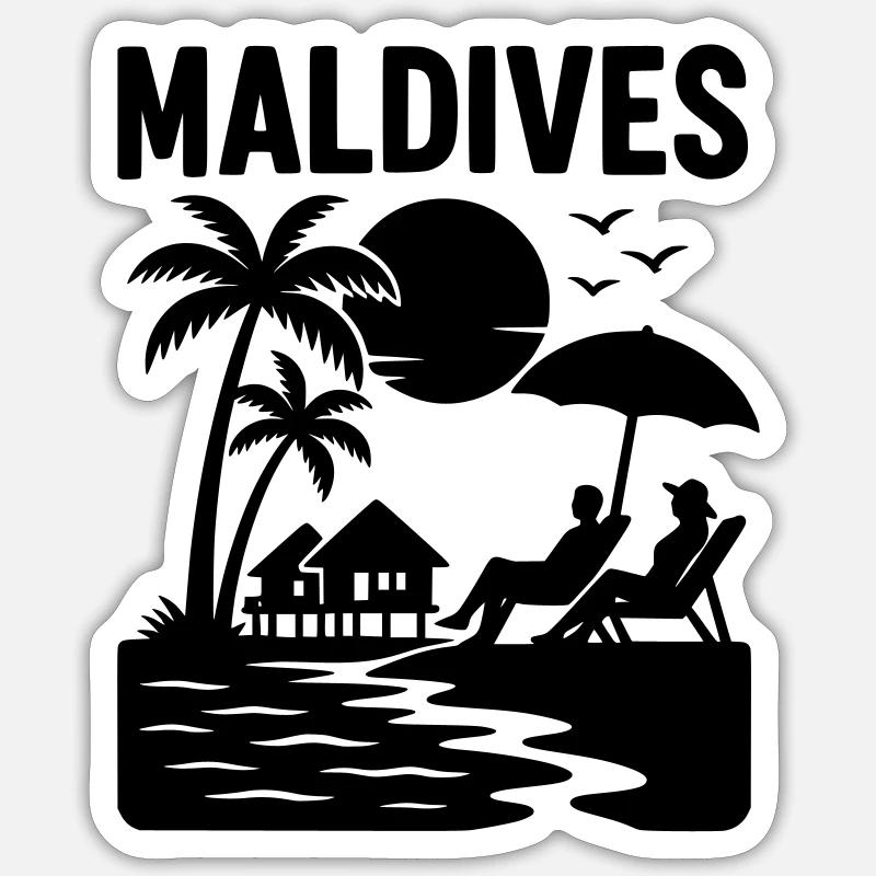 Malediven Maldives - Sticker taille S (10 x 10 cm) - blanc mat
