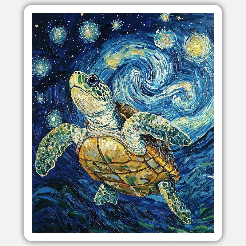 Turtle Van Gogh Style - Sticker size S (10 x 10 cm) - white matte