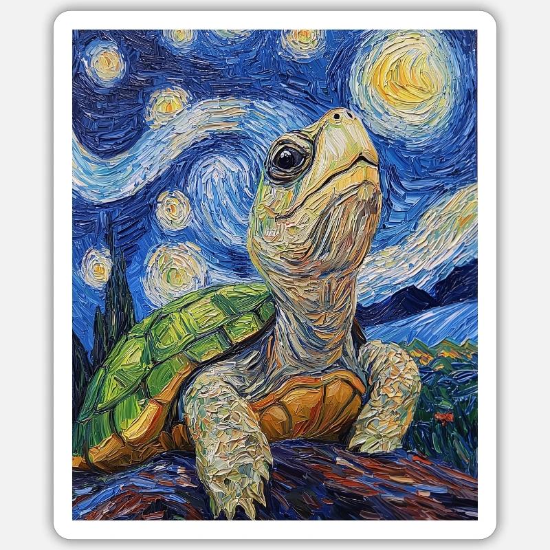 Turtle Van Gogh Style - Sticker size S (10 x 10 cm) - white matte