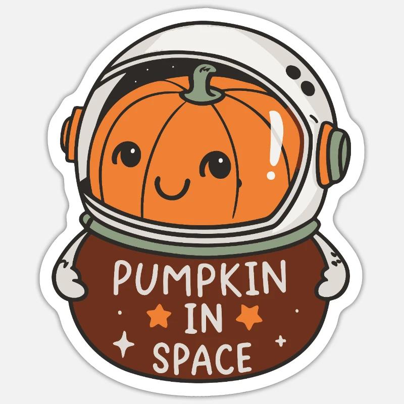 Smiling Astronaut Pumpkin - Sticker size S (10 x 10 cm) - white matte