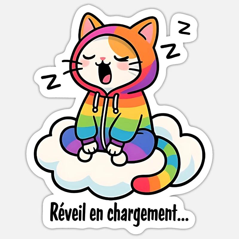 Alarm clock charging... - Sticker size S (10 x 10 cm) - white matte