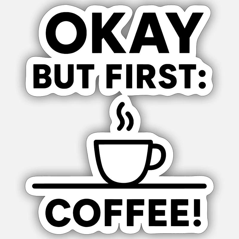 Okay, aber erster Kaffee - Sticker Größe S (10 x 10 cm) - Mattweiß