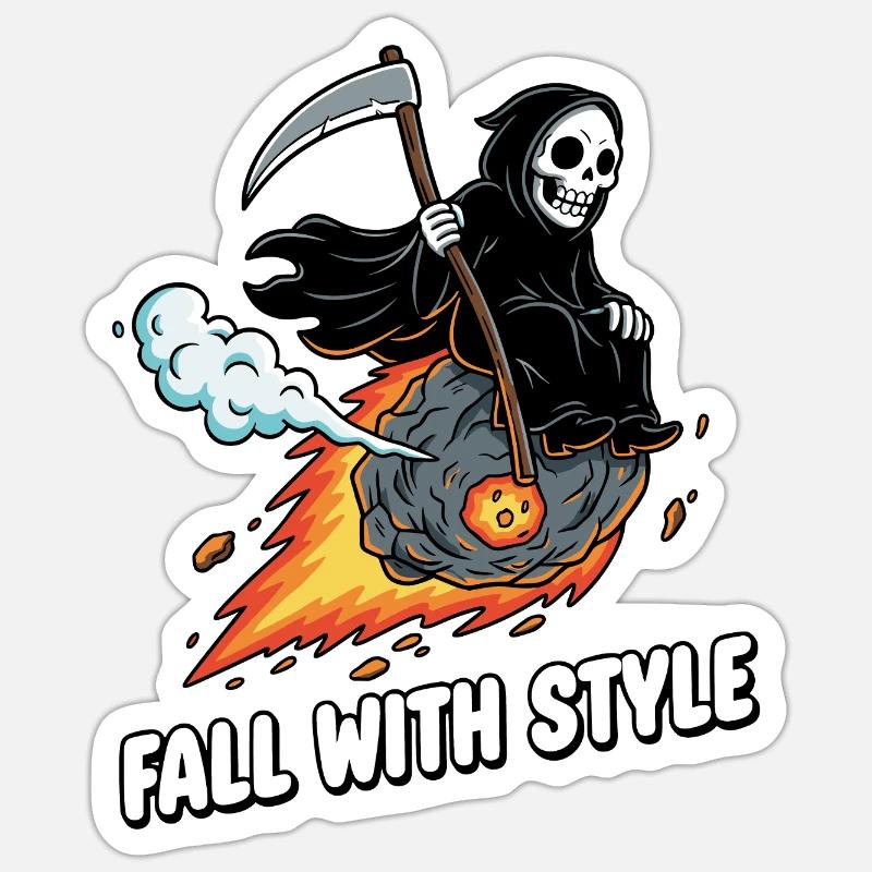 Style fusée Grim Reaper - Sticker taille S (10 x 10 cm) - blanc mat
