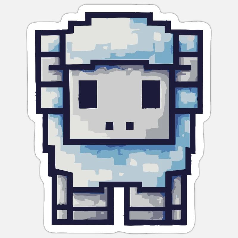 Pixel Sheep – Cute Retro Design - Sticker size S (10 x 10 cm) - white matte