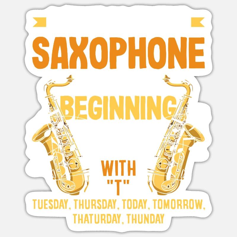 Saxophone - Sticker taille S (10 x 10 cm) - blanc mat