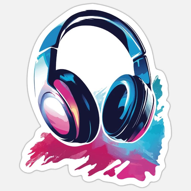 Headset Kopfhörer - Sticker Größe S (10 x 10 cm) - Mattweiß