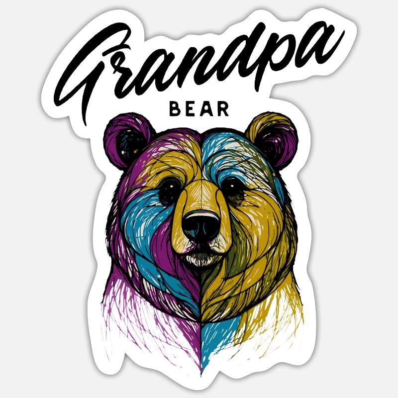 Rainbow Bear Split Opa Bär - Sticker Größe S (10 x 10 cm) - Mattweiß