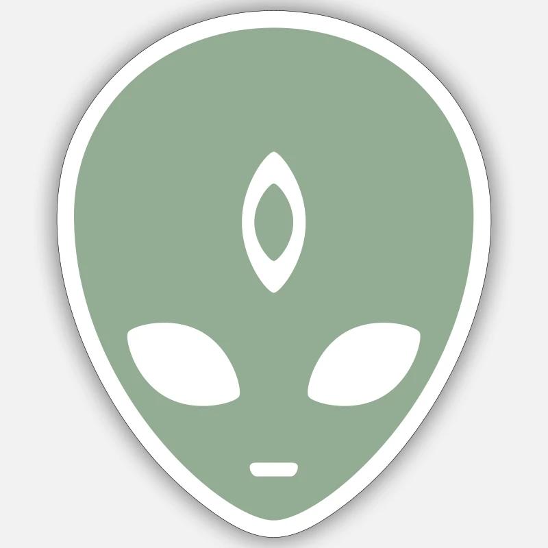 Alien Third Eye Minimalist - Sticker Größe S (10 x 10 cm) - Mattweiß