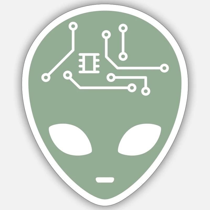 Circuit Alien Head - Sticker size S (10 x 10 cm) - white matte