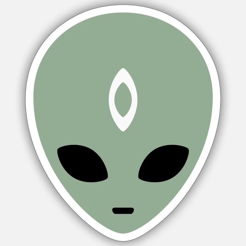 Alien Head Third Eye (three colours) - Sticker size S (10 x 10 cm) - white matte