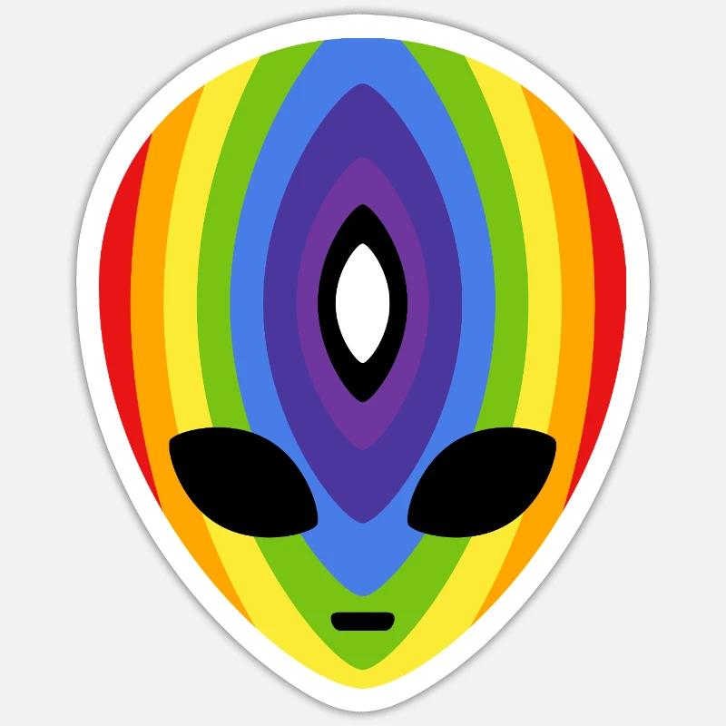 Prismatic Rainbow Alien - Sticker size S (10 x 10 cm) - white matte