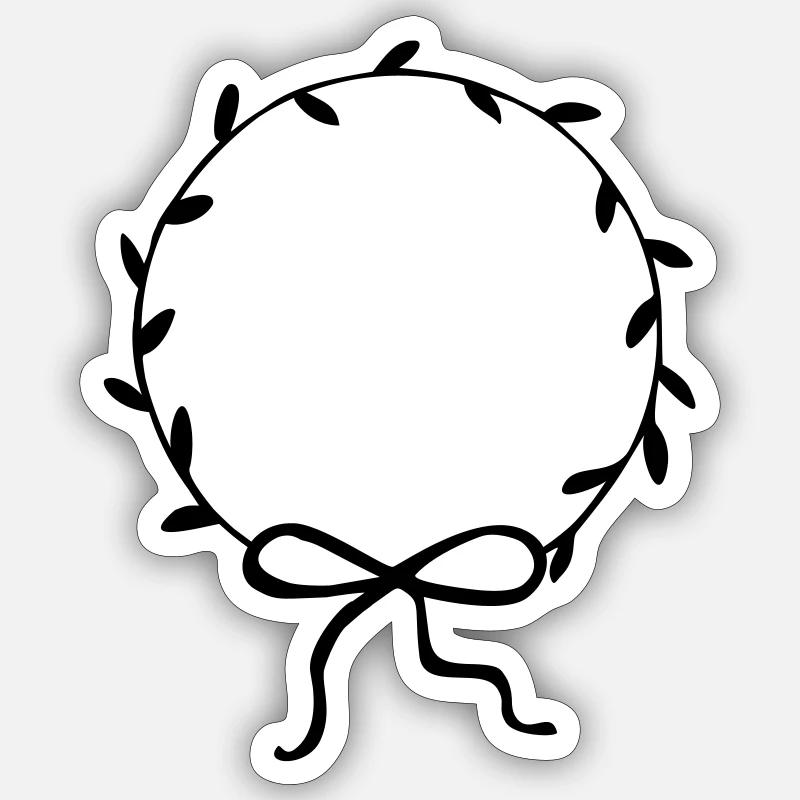 Leaf wreath with bow hand drawn Sticker size S (10 x 10 cm)