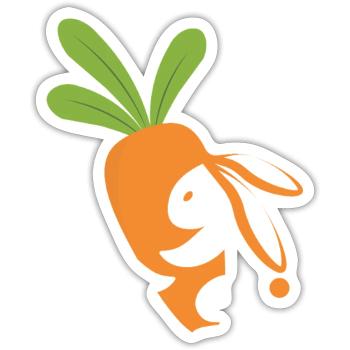 Karottenlächelndes Maskottchen - Sticker Größe S (10 x 10 cm) - Mattweiß - Vorne