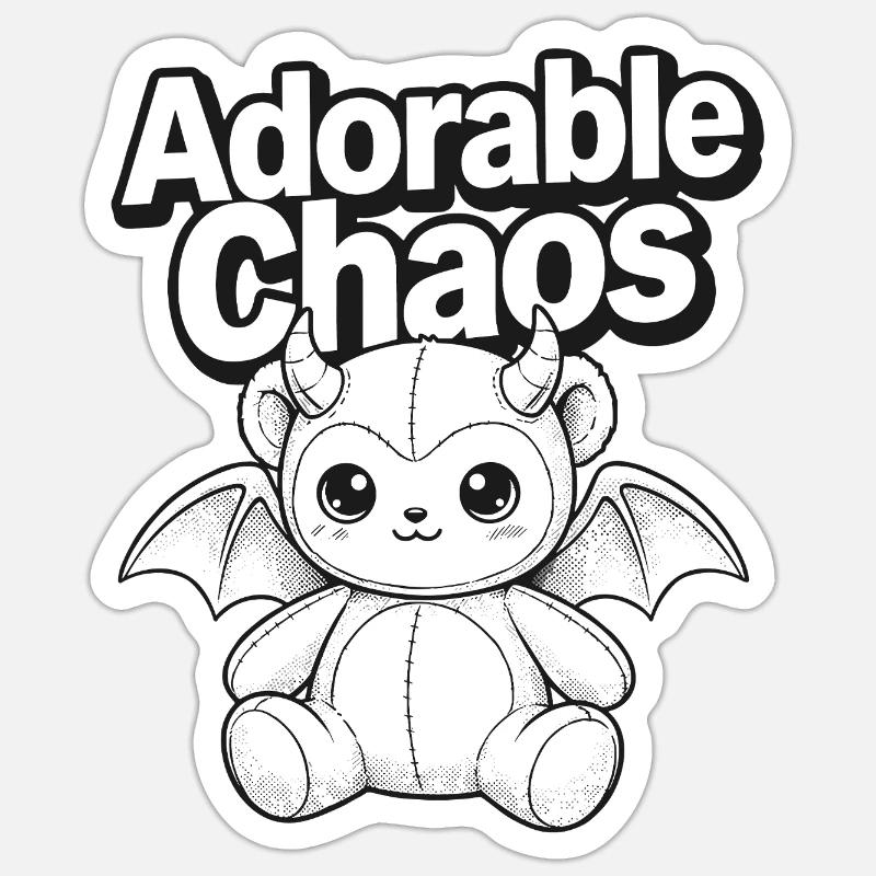 Démon du Chaos mignon - Sticker taille S (10 x 10 cm) - blanc mat
