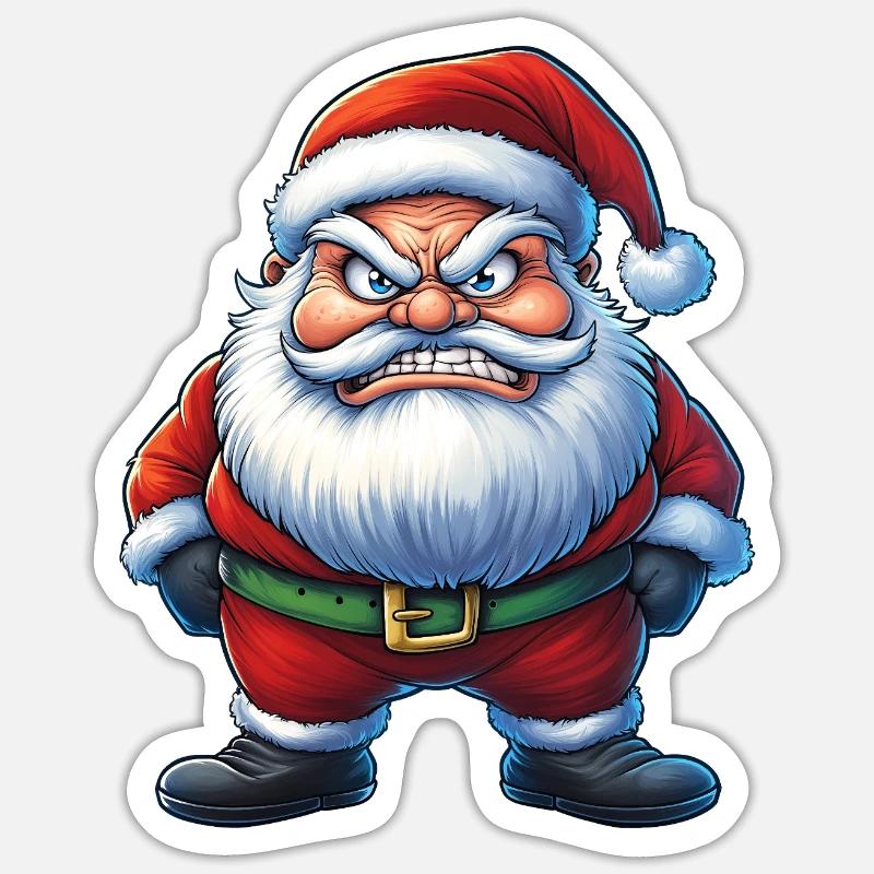 angry Santa Claus :) - Sticker Größe S (10 x 10 cm) - Mattweiß